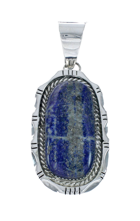 Navajo Lapis Sterling Silver And Bead Pendant Necklace Set X10694